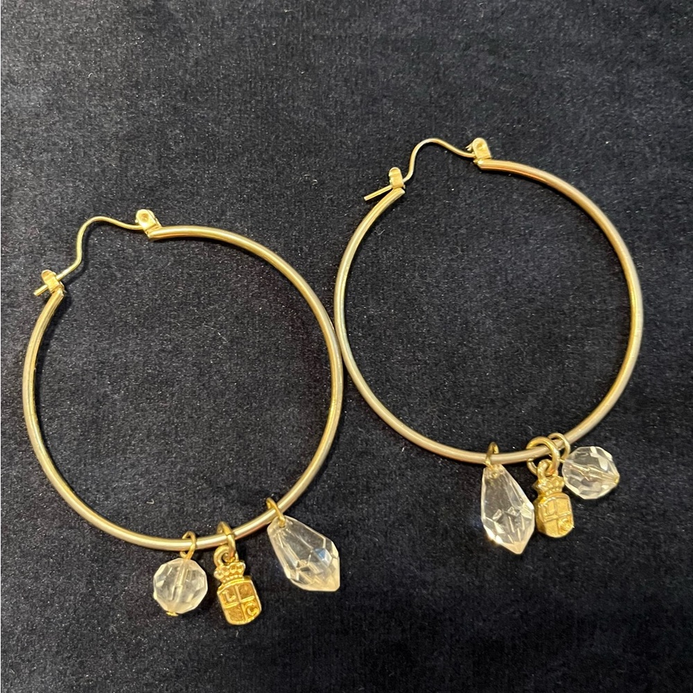 LC Charm Hoop Earrings